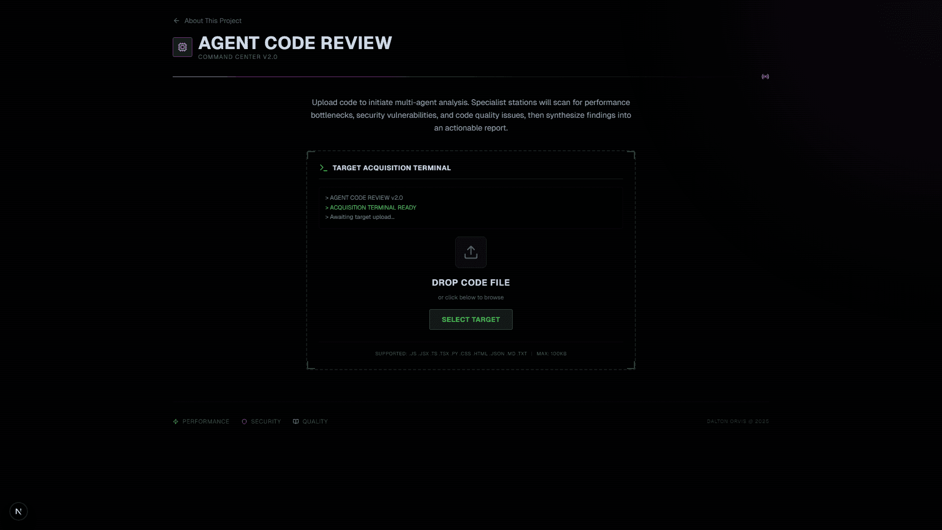 Screenshot of Agent Code Review