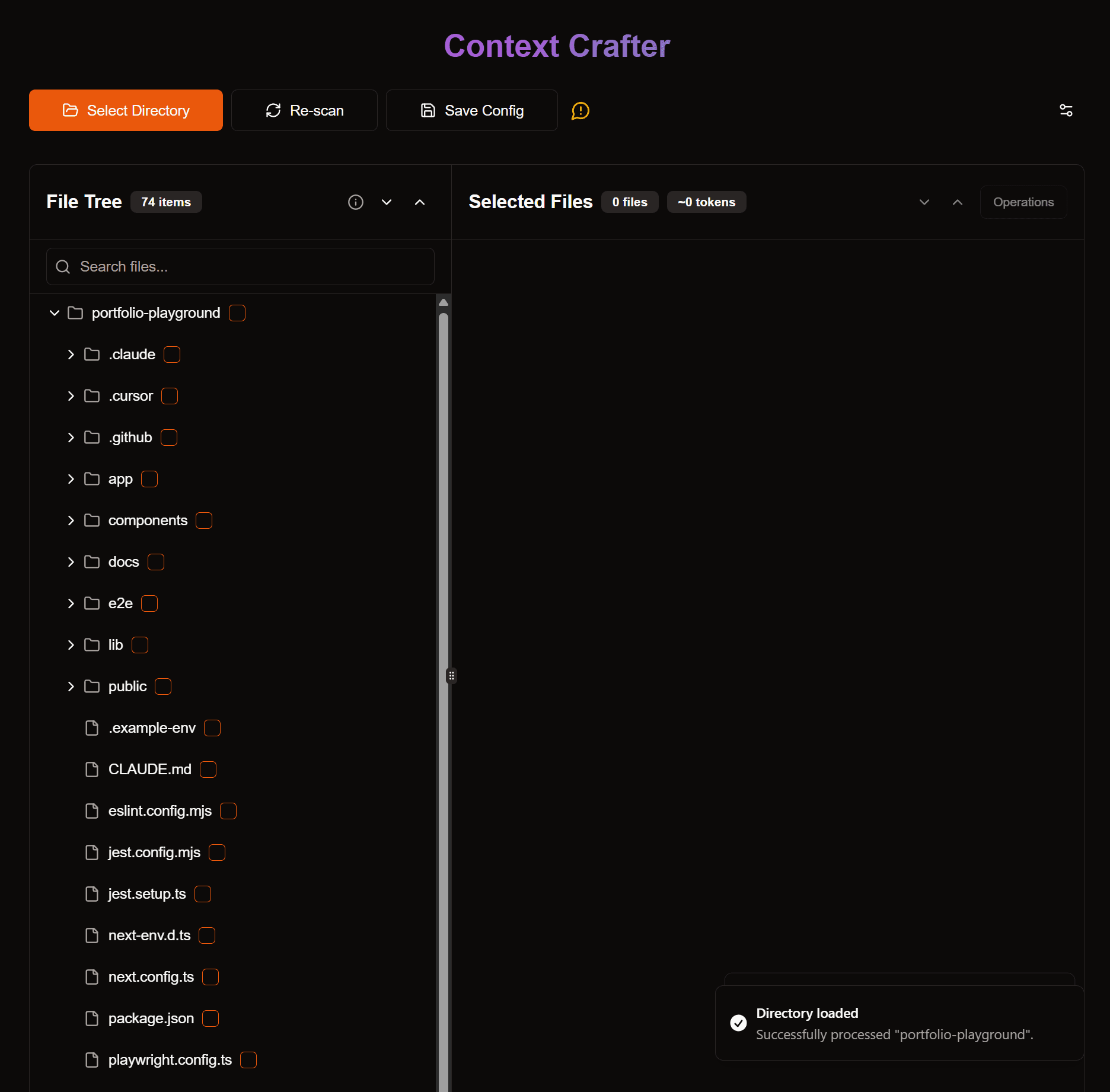 Screenshot of LLM Context Crafter